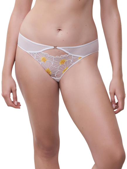 Chantelle Lush Floral Brazilian Knickers, White, White