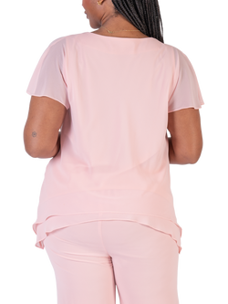 chesca Chiffon Short Sleeved Double Layer Top, Blossom - view 2, Blossom