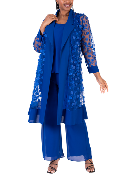 chesca Daisy Mesh Chiffon Coat, Blue, Blue