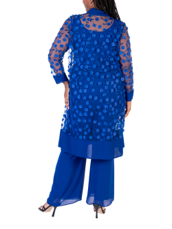 chesca Daisy Mesh Chiffon Coat, Blue - view 2, Blue