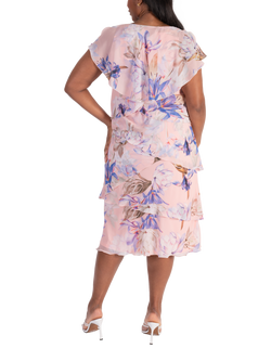 chesca Lily Printed Midi Dress - view 2, Pink/Multi