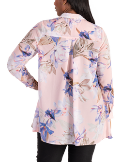 chesca Long Sleeved Lily Print Blouse, Pink/Multi - view 2, Pink/Multi