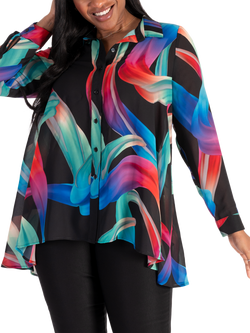 chesca Long Sleeved Rainbow Swirl Print Blouse, Black/Multi, Black/Multi