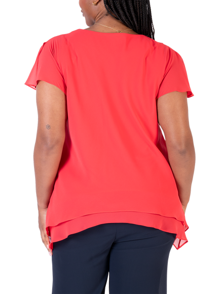 chesca Double Layered Top - view 2, Poppy