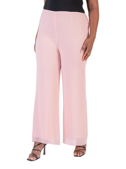 chesca Elasticated Chiffon Trousers, Blossom, Blossom