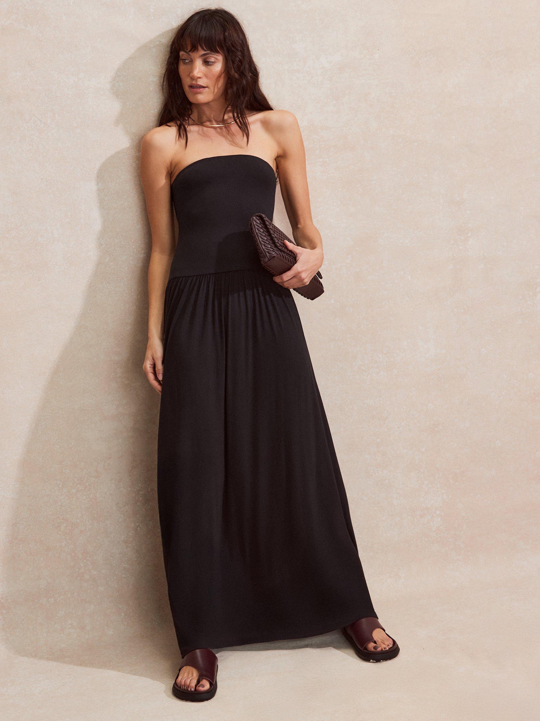 Product image 6 of 8, which shows Ro&Zo Jersey Bandeau Maxi Dress, Black, 6