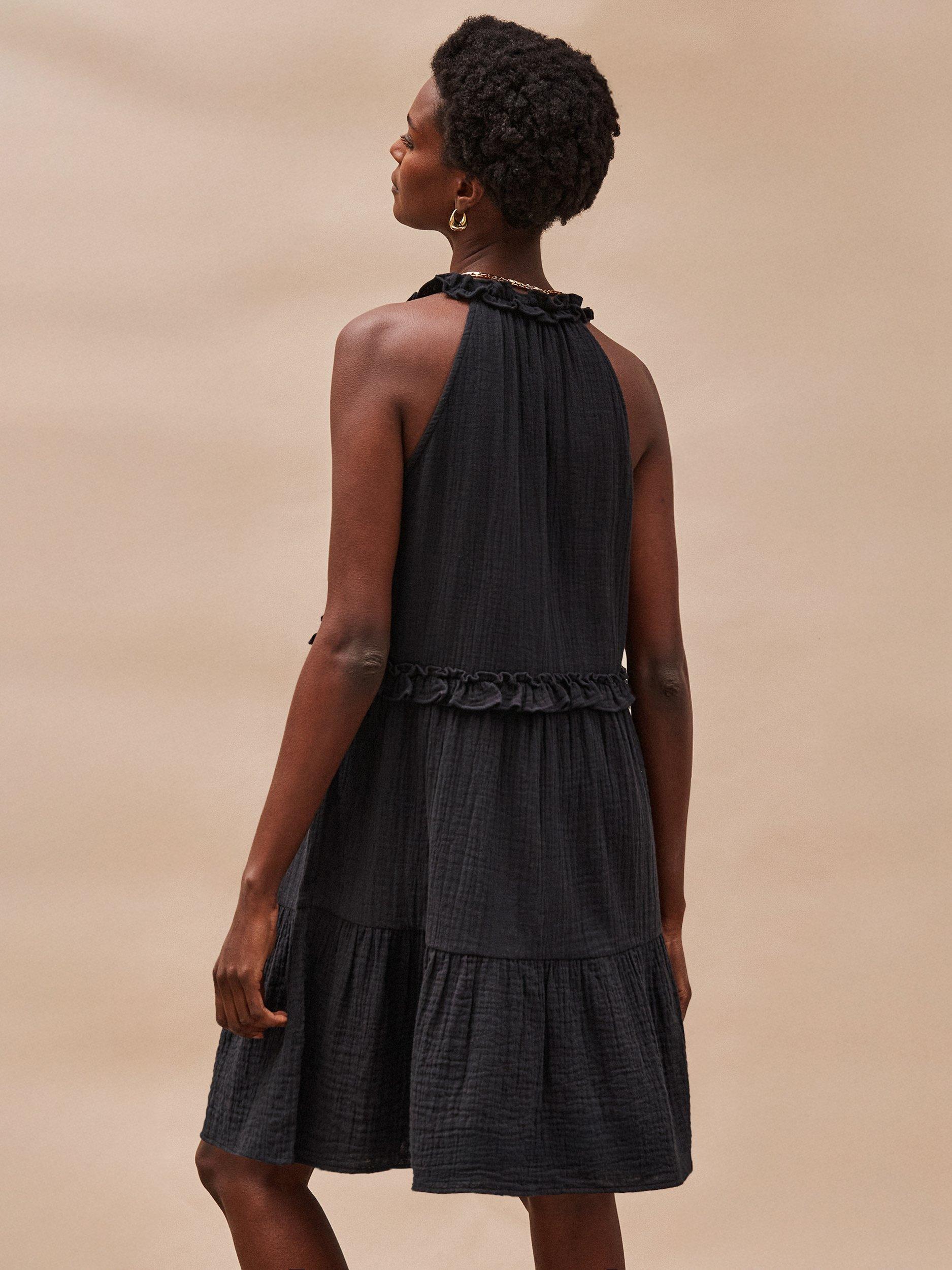 Product image 4 of 4, which shows Ro&Zo Frill Cheesecloth Mini Dress, Black, 18