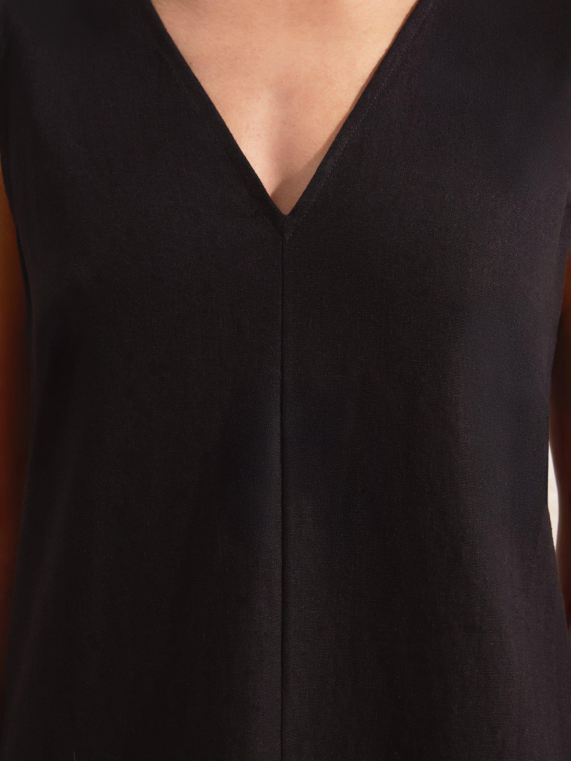 Product image 4 of 5, which shows Ro&Zo Linen Blend Sleeveless V-Neck Midi Dress, Black, 6