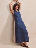 Ro&Zo Cotton Blend Denim V-Neck Maxi Dress