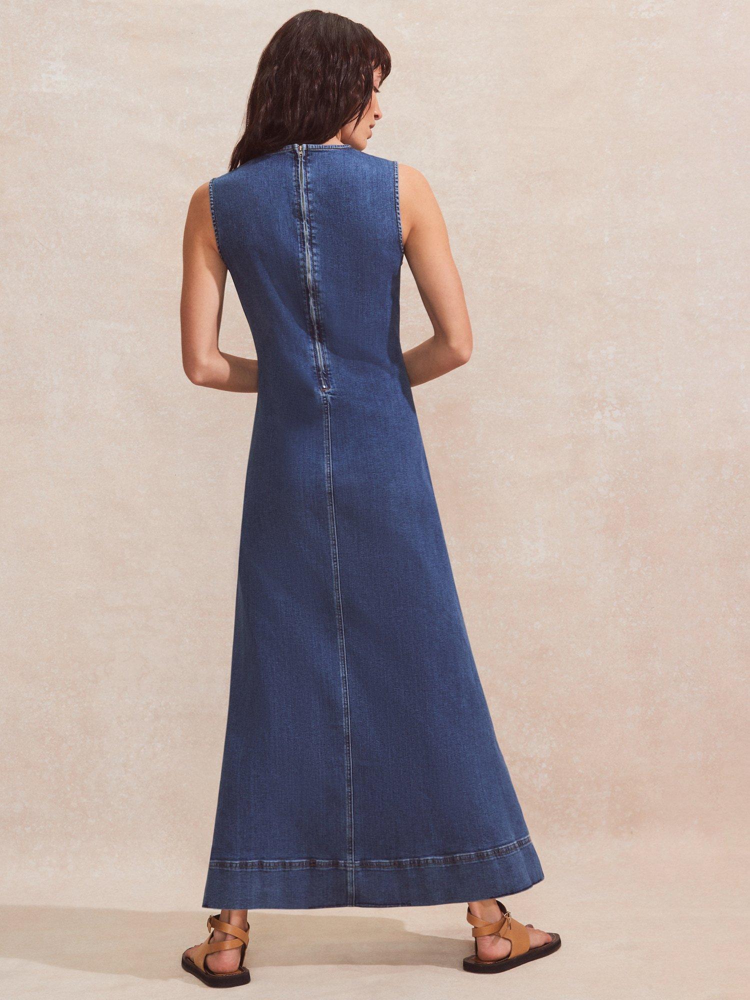 Product image 5 of 5, which shows Ro&Zo Cotton Blend Denim V-Neck Maxi Dress, Blue, 6