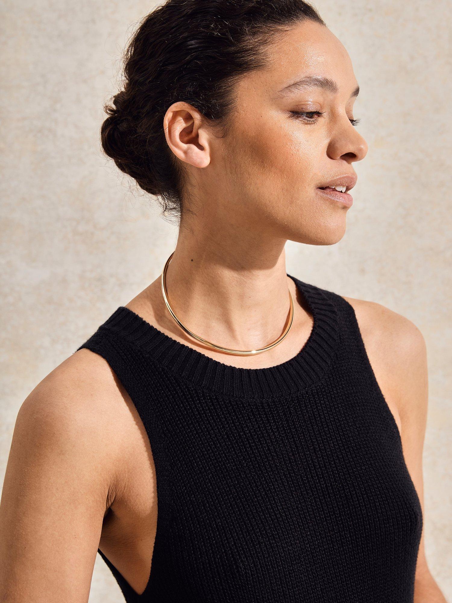 Product image 2 of 5, which shows Ro&Zo Knit Halterneck Maxi Dress, Black, XS