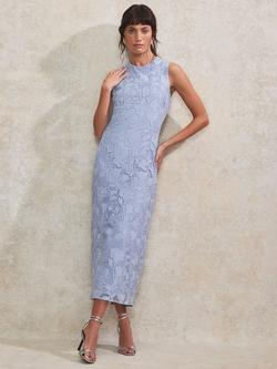 Ro&Zo Lace Column Midi Dress, Blue