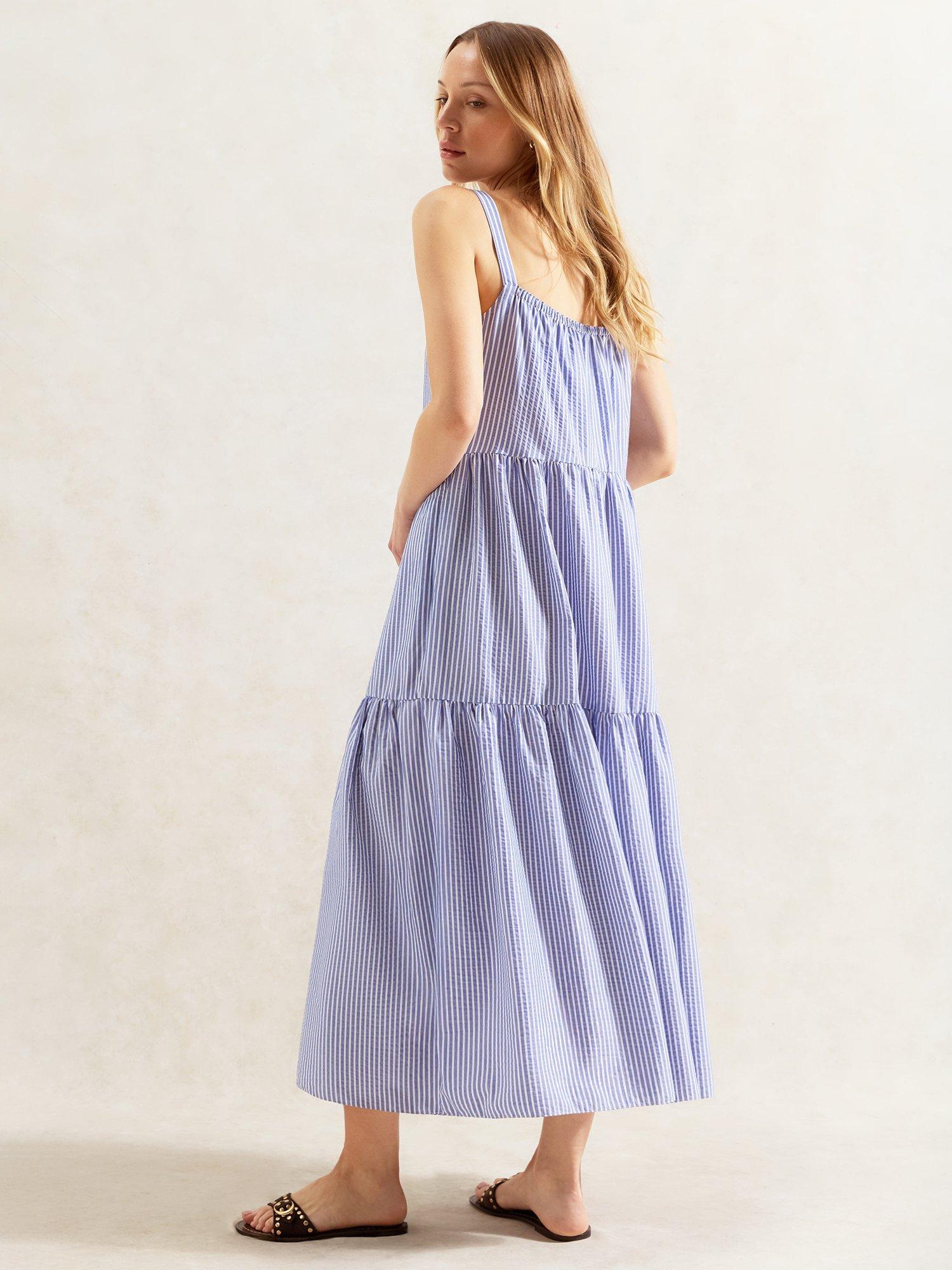 Product image 4 of 4, which shows Ro&Zo Stripe Tiered Dress, Blue, 6