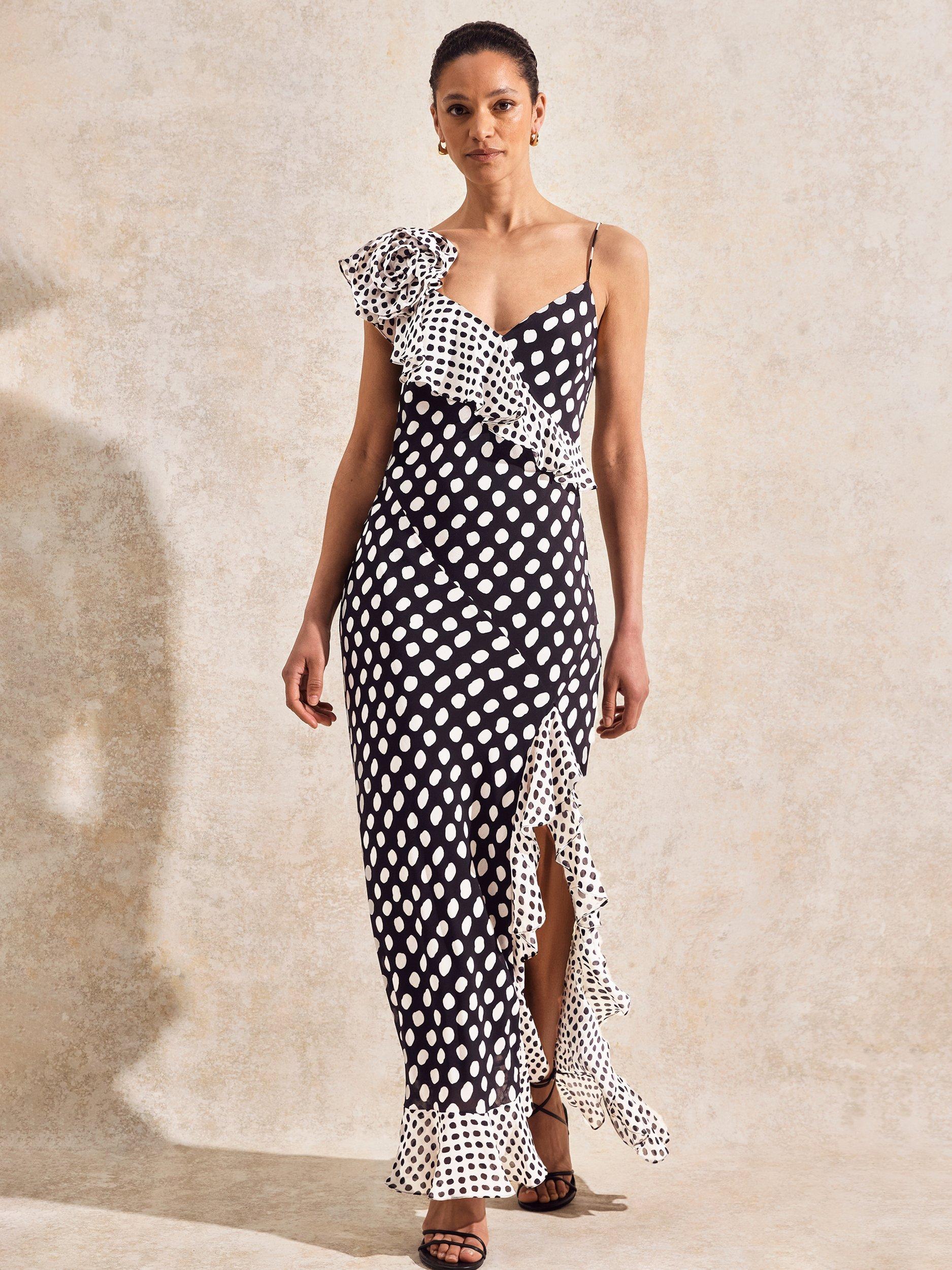 Product image 1 of 5, which shows Ro&Zo Celeste Sleeveless Ruffle Maxi Dress, Black/Multi, 6