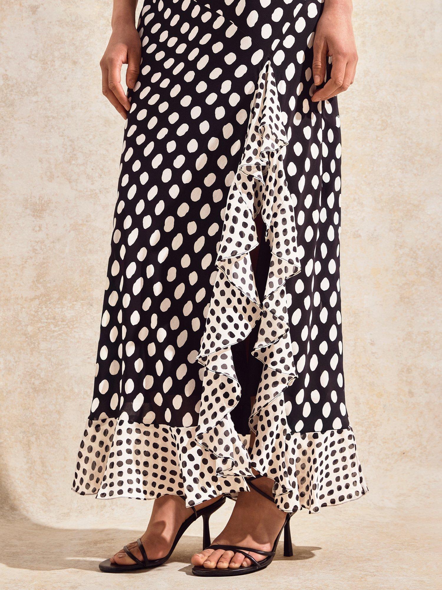 Product image 4 of 5, which shows Ro&Zo Celeste Sleeveless Ruffle Maxi Dress, Black/Multi, 6