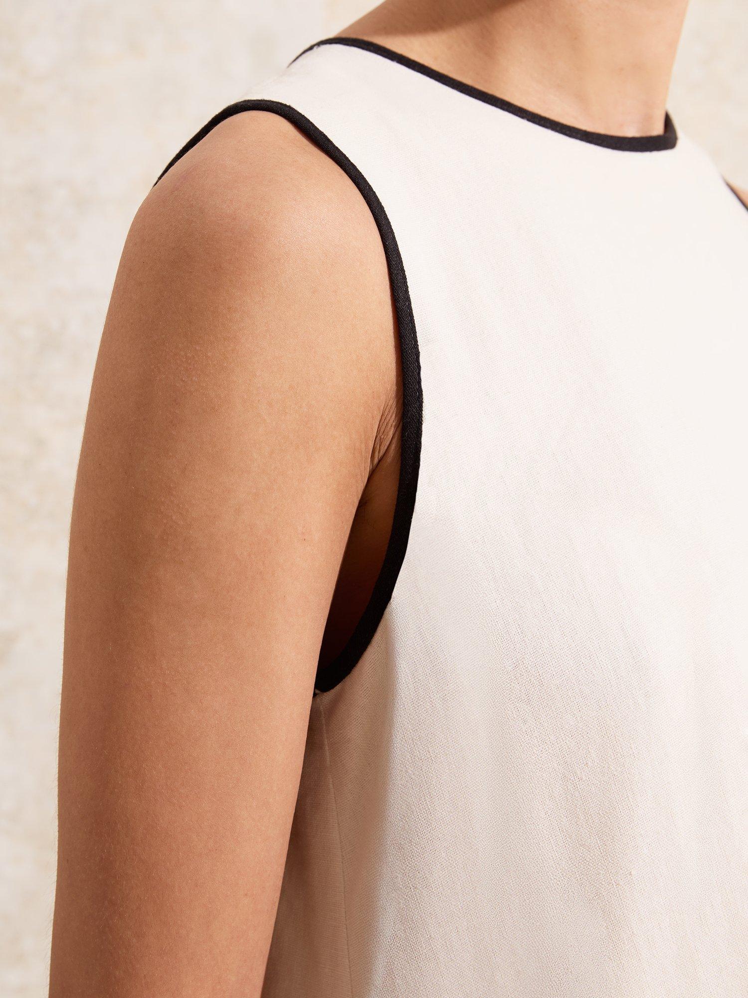 Product image 3 of 4, which shows Ro&Zo Linen Blend Cream Piping Detail Mini Dress, Natural, 8