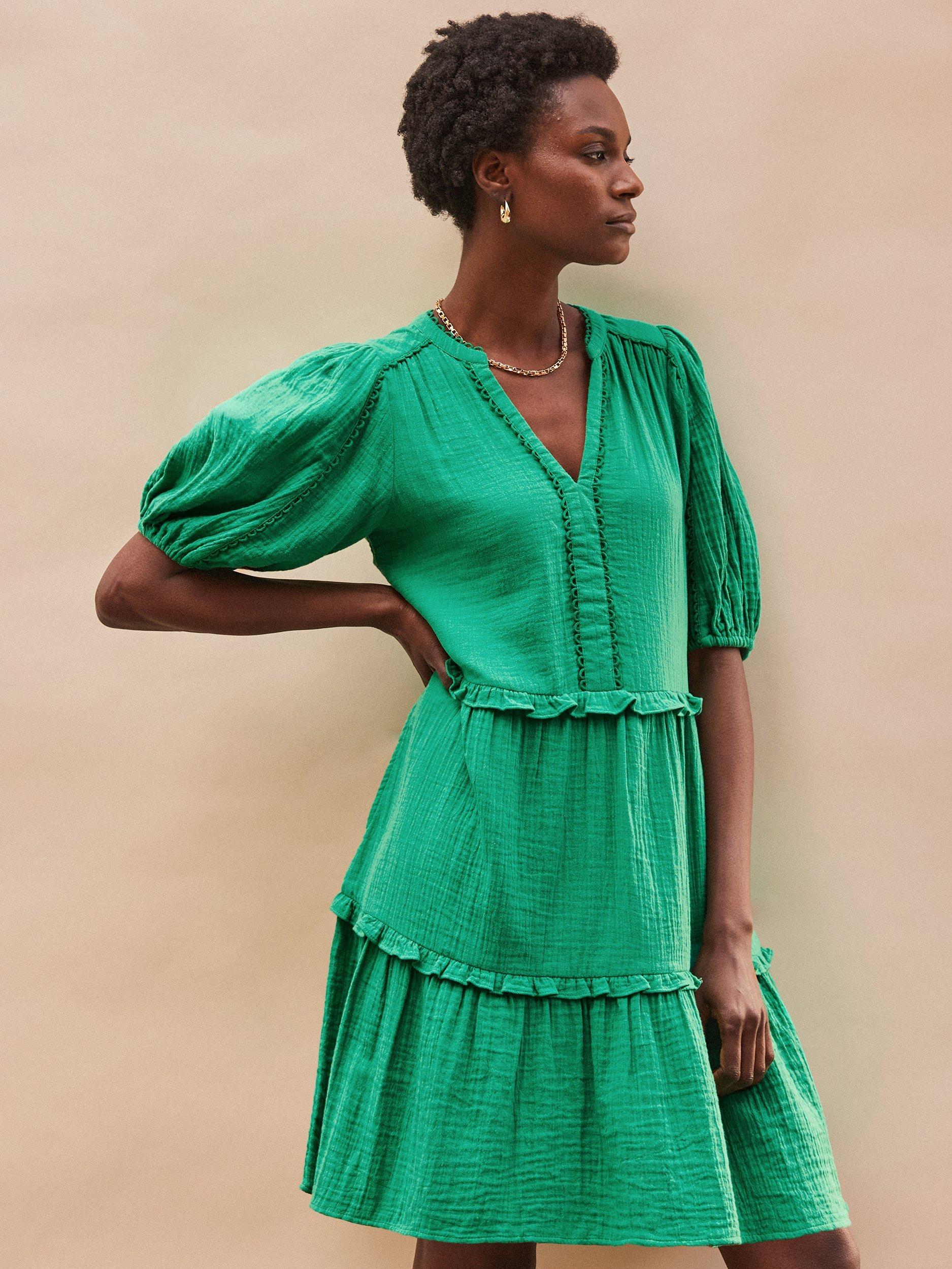 Product image 2 of 5, which shows Ro&Zo Cotton Short Sleeve Mini Dress, Green, 6
