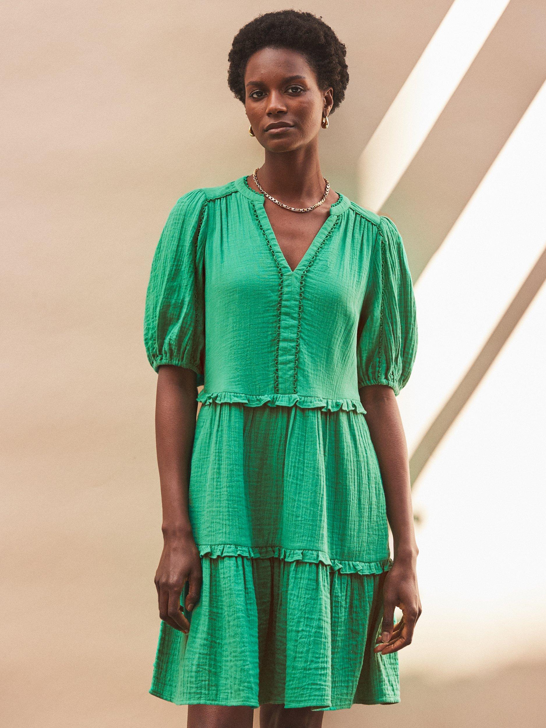 Product image 3 of 5, which shows Ro&Zo Cotton Short Sleeve Mini Dress, Green, 6
