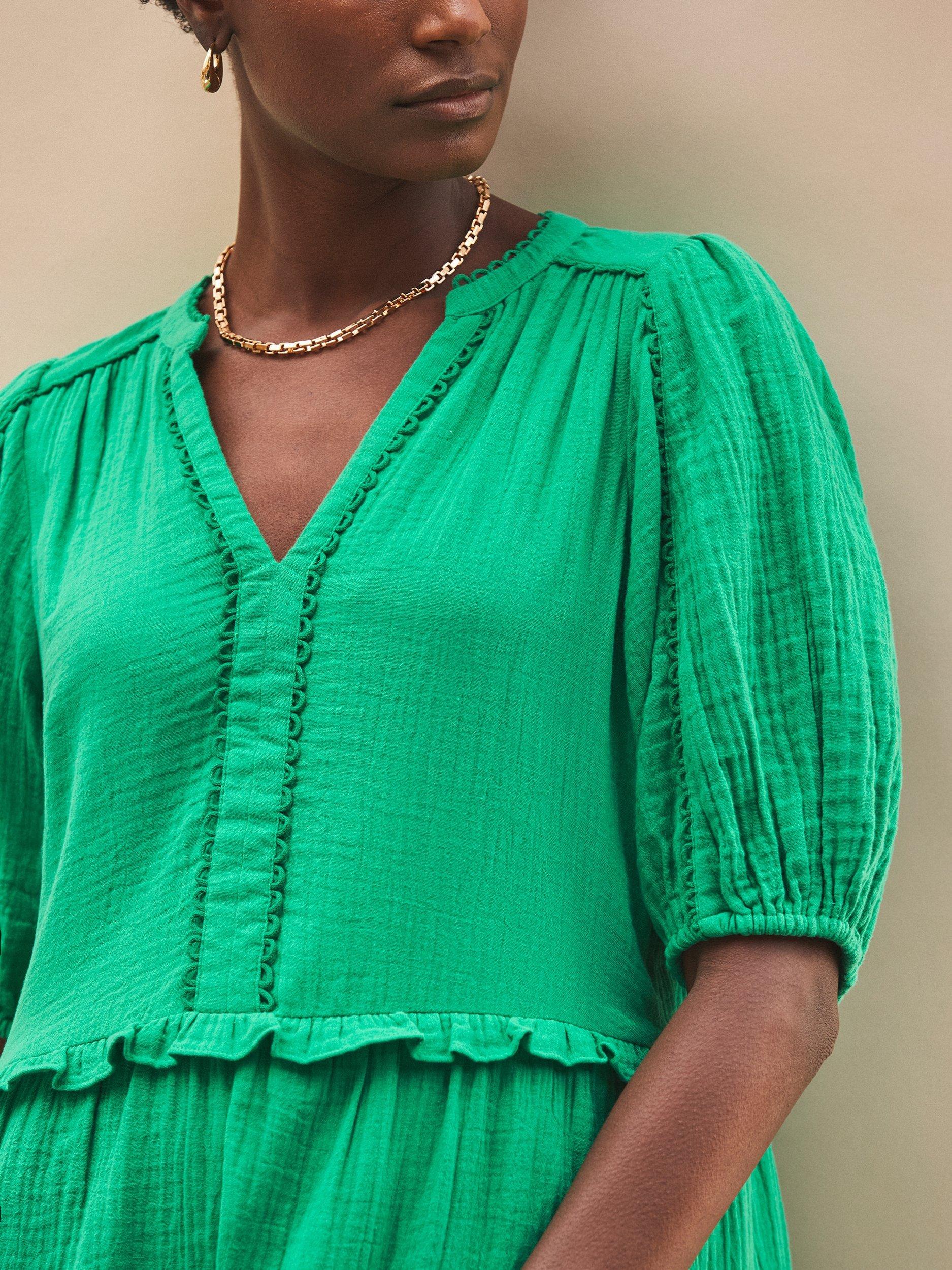 Product image 4 of 5, which shows Ro&Zo Cotton Short Sleeve Mini Dress, Green, 6