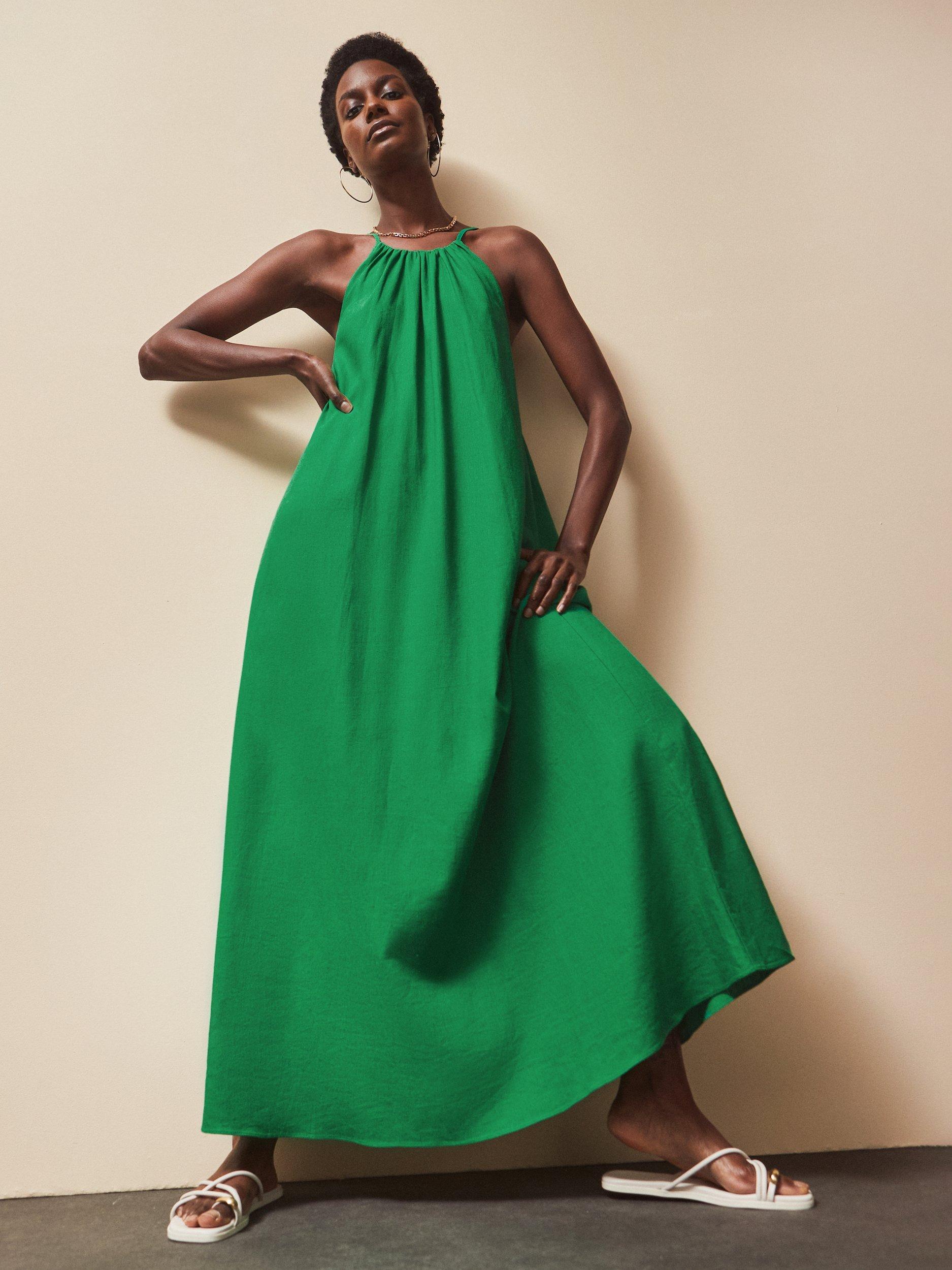 Ro&Zo Tie Detail Maxi Dress, Green