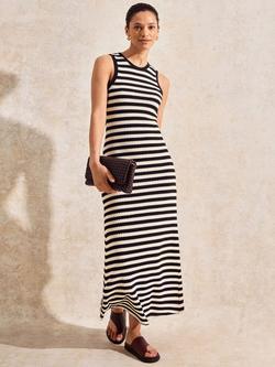 Ro&Zo Cotton Blend Mono Stripe Knit Midi Dress, Black