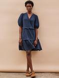 Ro&Zo Cheesecloth Cotton Tiered Mini Dress, Blue