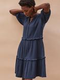Ro&Zo Cheesecloth Cotton Tiered Mini Dress, Blue