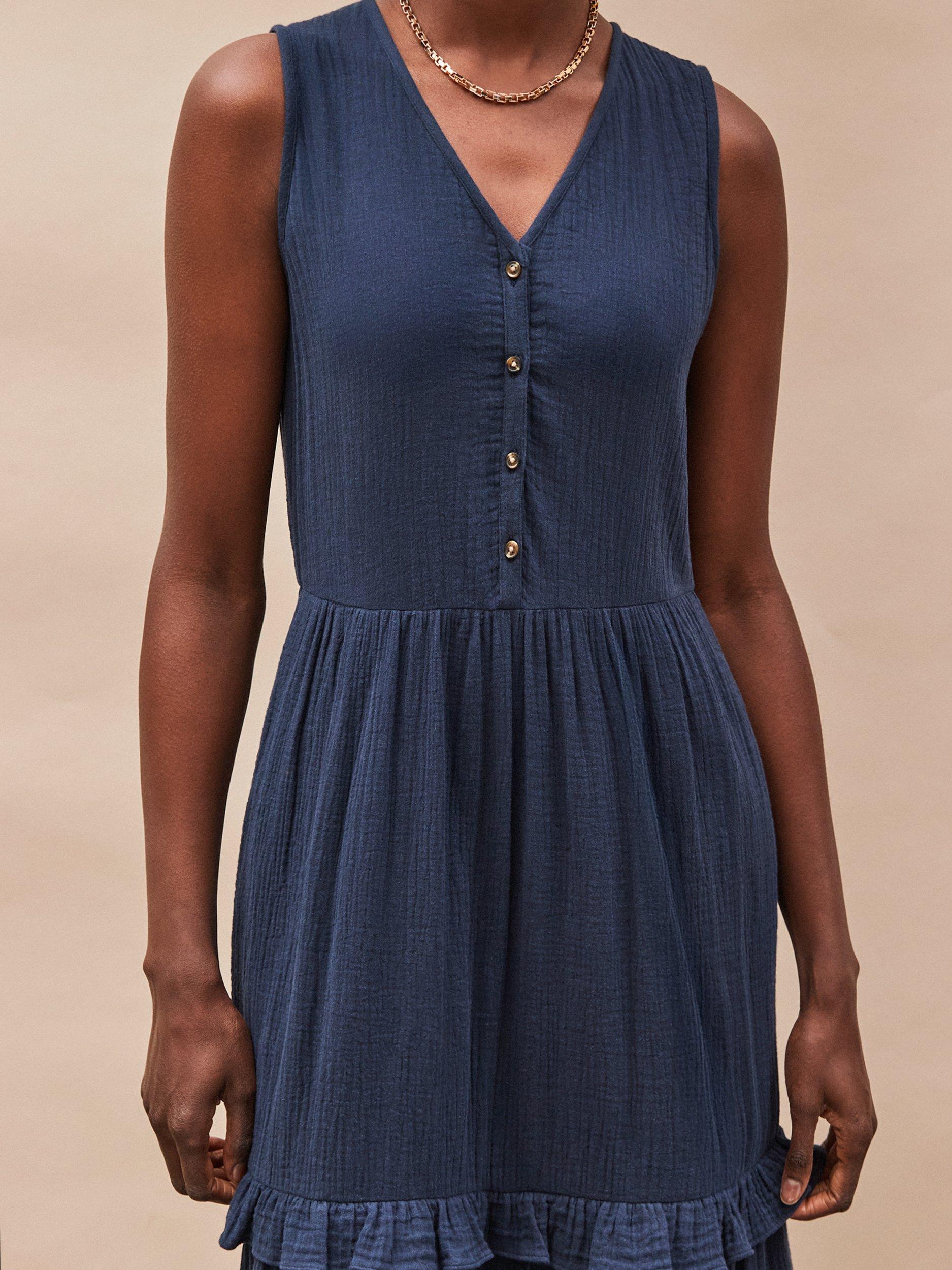 Product image 2 of 3, which shows Ro&Zo Cotton Sleeveless V-Neck Midi Dress, Blue, 8
