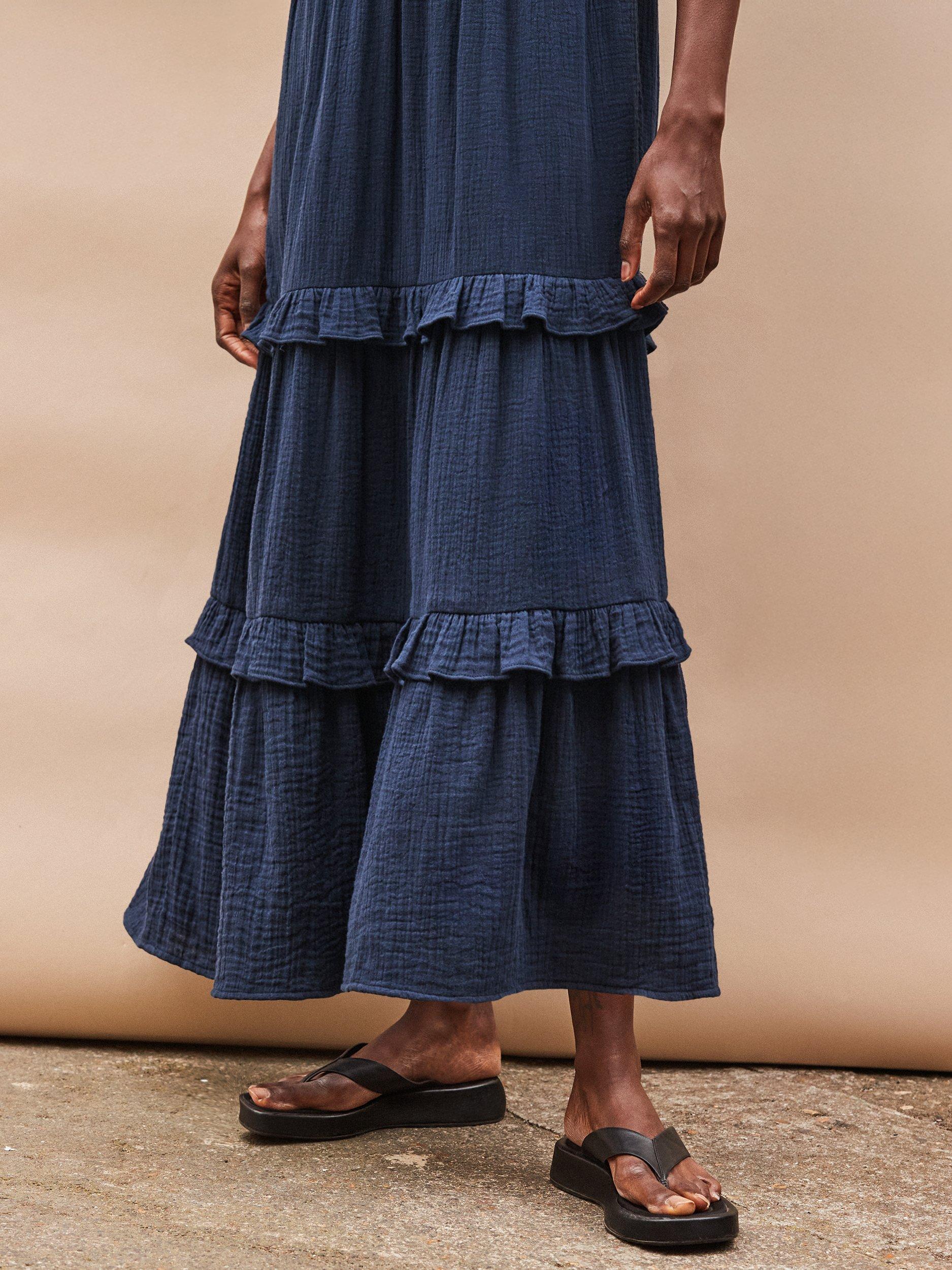 Product image 3 of 3, which shows Ro&Zo Cotton Sleeveless V-Neck Midi Dress, Blue, 8