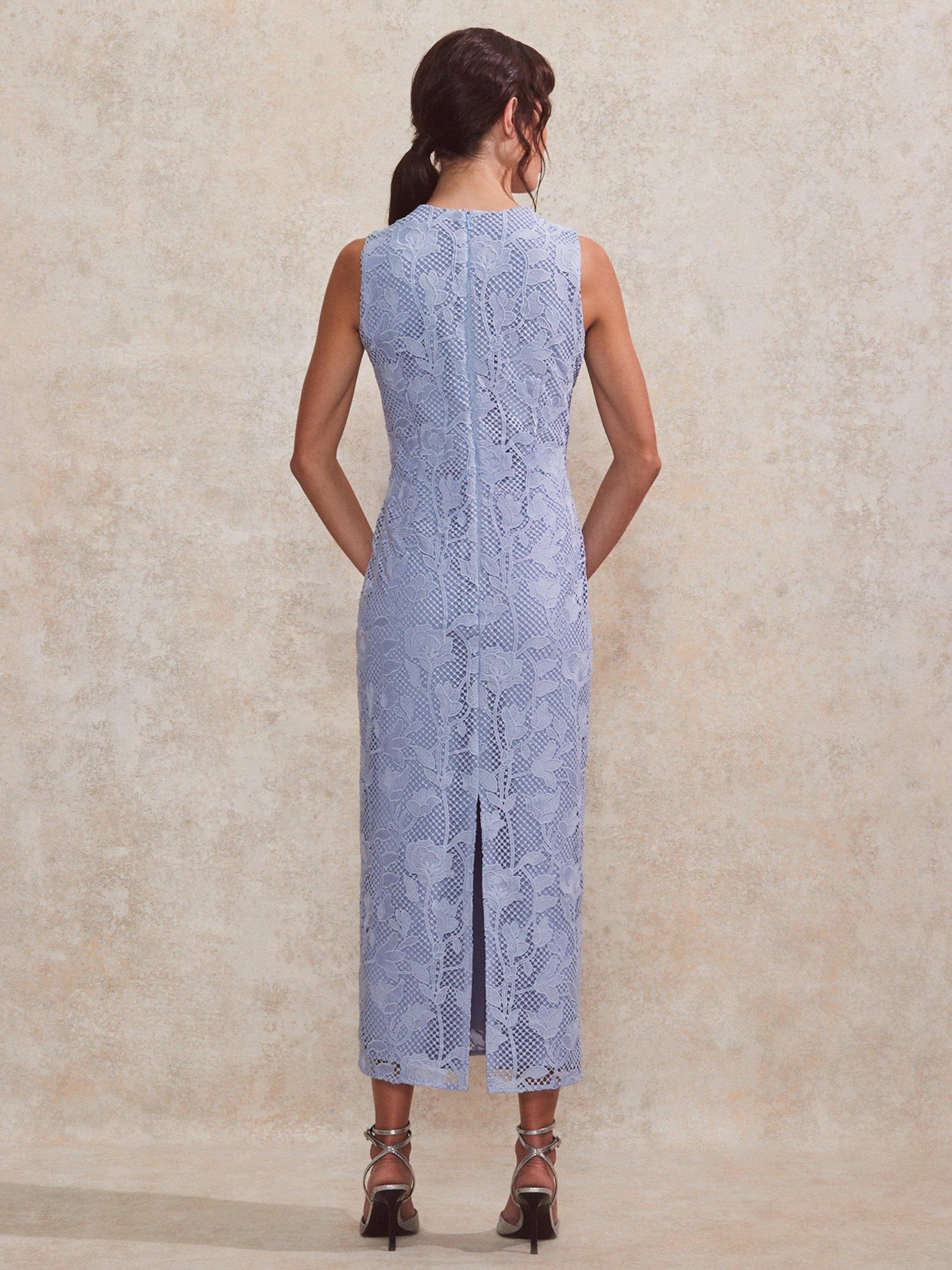 Product image 3 of 3, which shows Ro&Zo Petite Sleeveless Lace Midi Dress, Blue, 6Pt