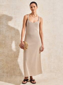 Ro&Zo Cotton Blend Petite Sleeveless Stripe Maxi Dress, Brown