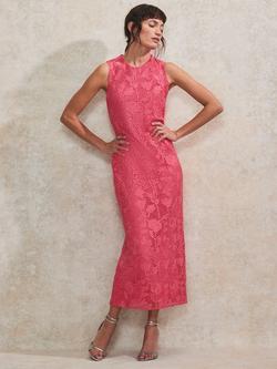 Ro&Zo Petite Sleeveless Lace Midi Dress, Pink
