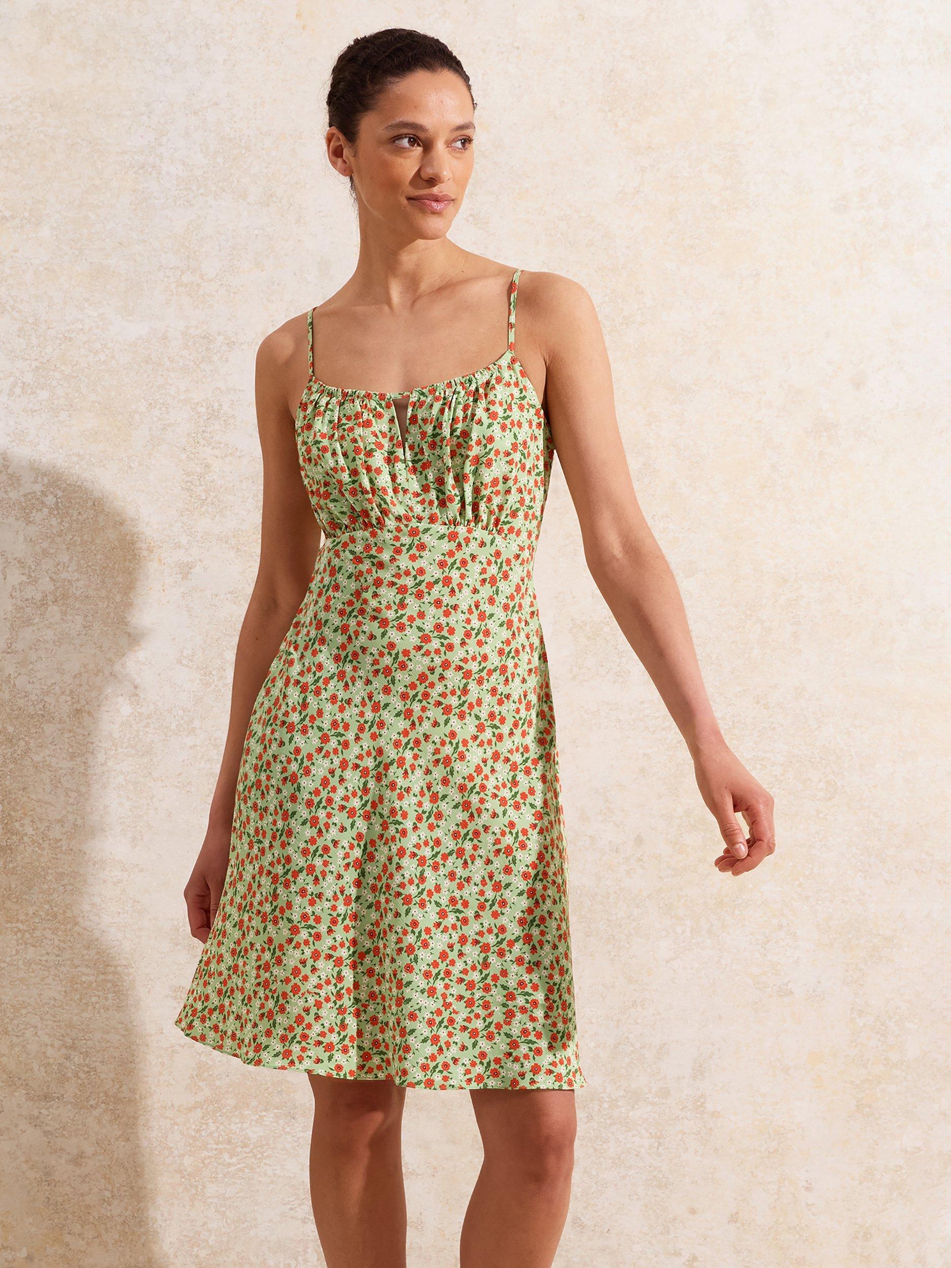 Product image 1 of 4, which shows Ro&Zo Ditsy Floral Mini Dress, Red/Green, 16