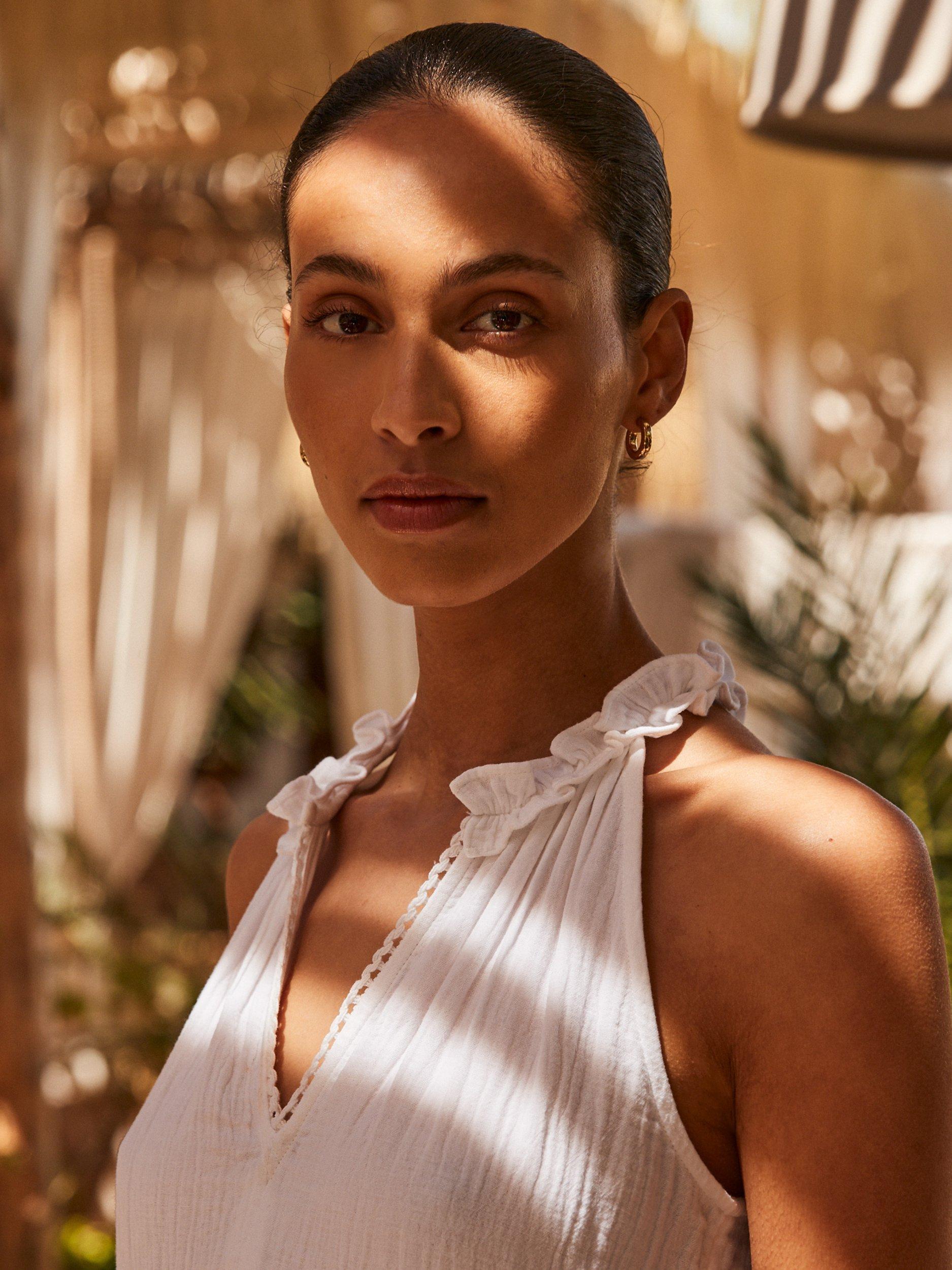 Product image 3 of 6, which shows Ro&Zo Frill Cheesecloth Mini Dress, White, 8