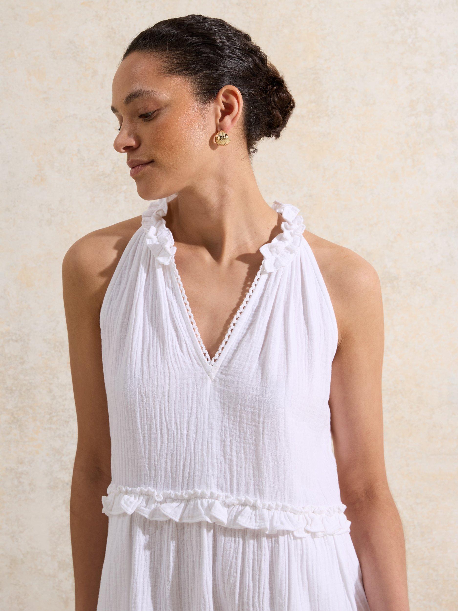 Product image 5 of 6, which shows Ro&Zo Frill Cheesecloth Mini Dress, White, 8