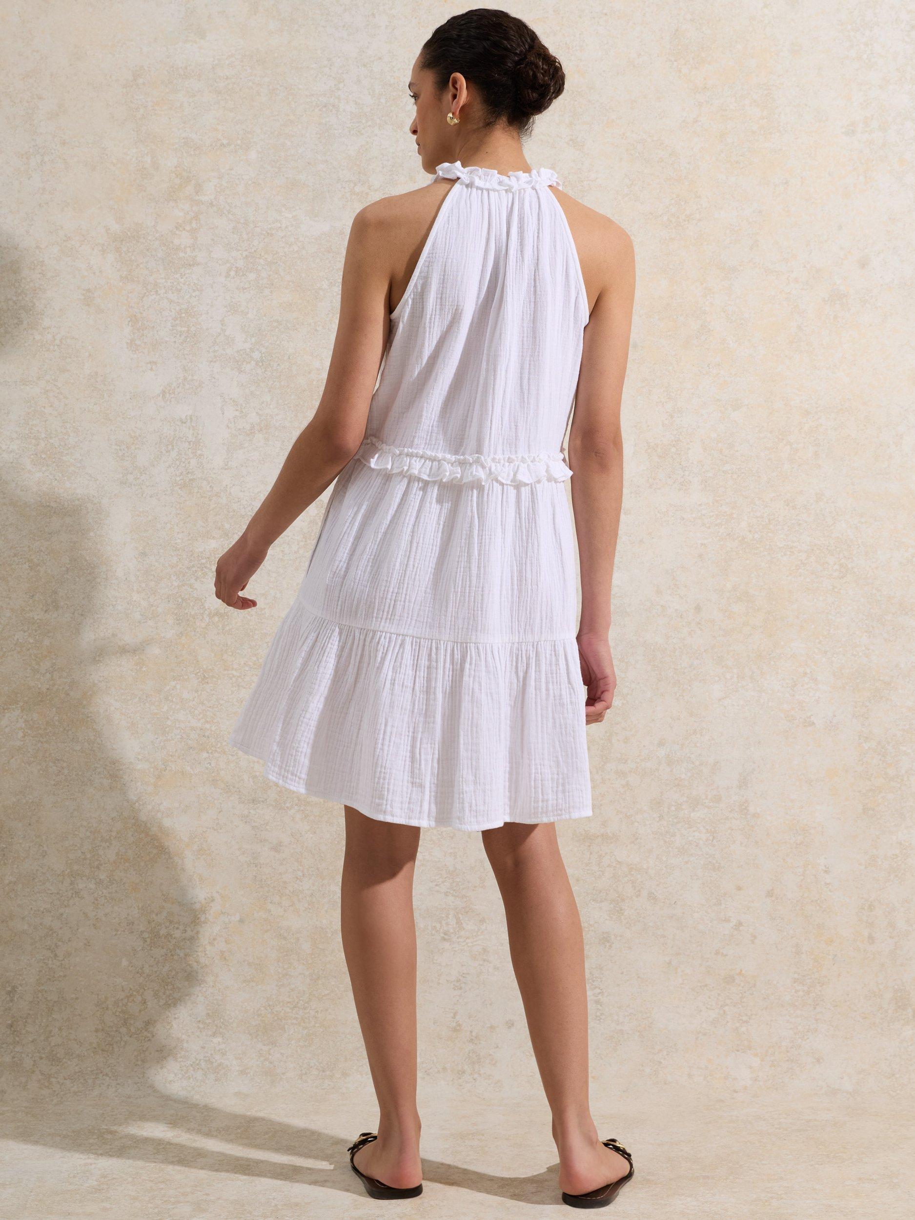 Product image 6 of 6, which shows Ro&Zo Frill Cheesecloth Mini Dress, White, 8