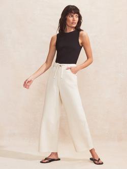 Ro&Zo Cotton Denim Drawstring Jeans, Natural