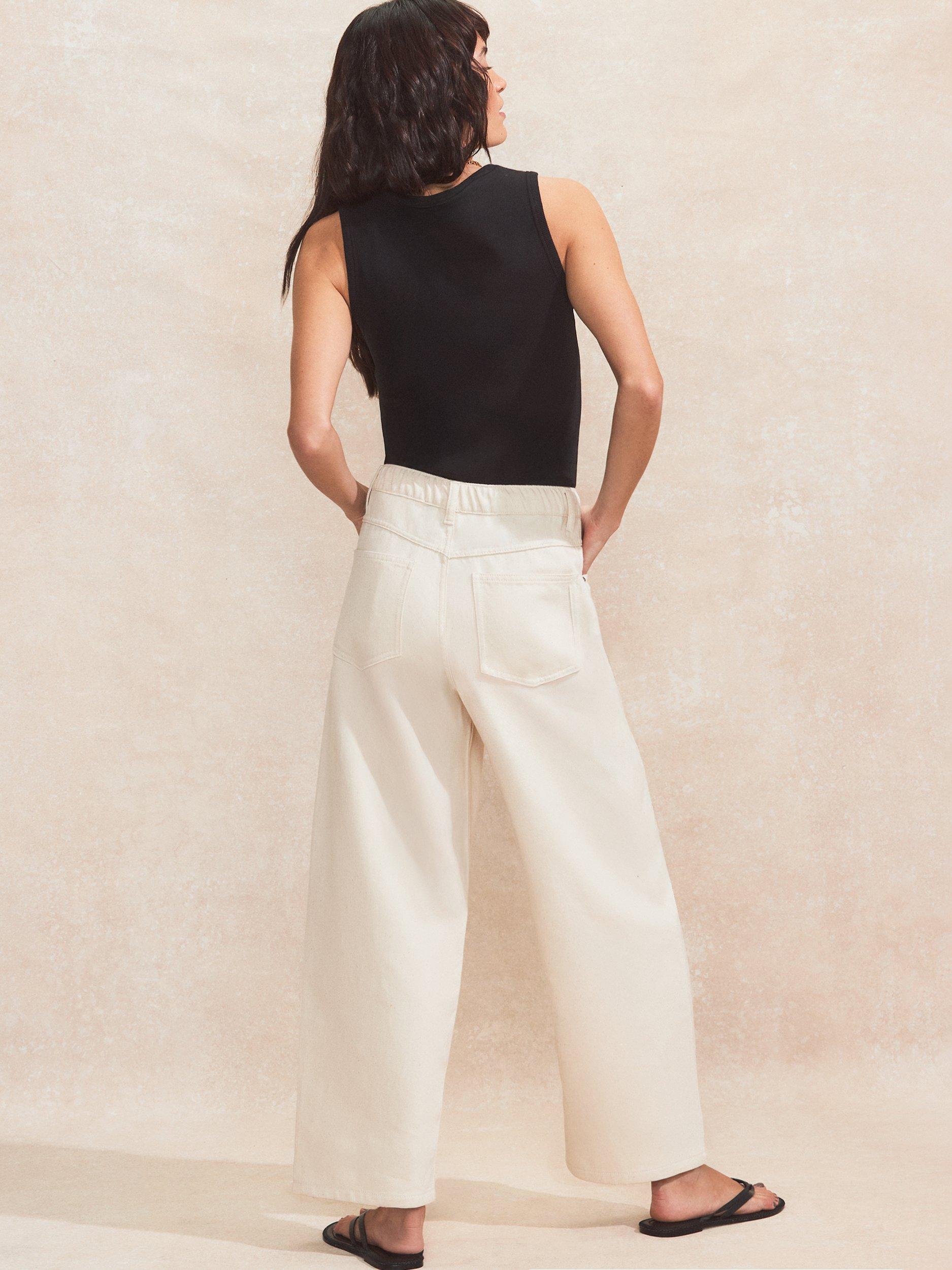 Product image 5 of 5, which shows Ro&Zo Cotton Petite Denim Wide Leg Jeans, Natural, 6Pt