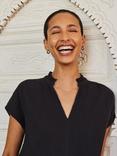 Ro&Zo Cotton Frill Neck Short Sleeve Top