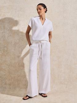Ro&Zo Cotton Tailored Wide Leg Trousers, White