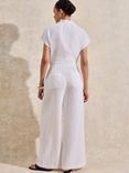 Ro&Zo Petite Cotton Tailored Wide Leg Trousers, White