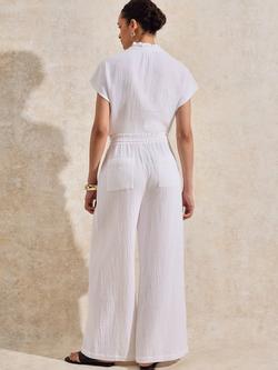 Ro&Zo Cotton Tailored Wide Leg Trousers - view 2, White