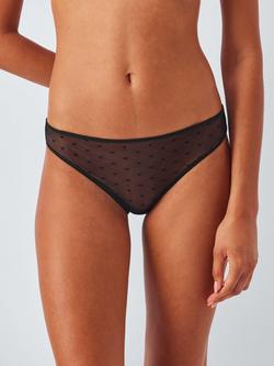 John Lewis Spot Mesh Bikini Knickers, Pack of 3, Black - view 2, Black