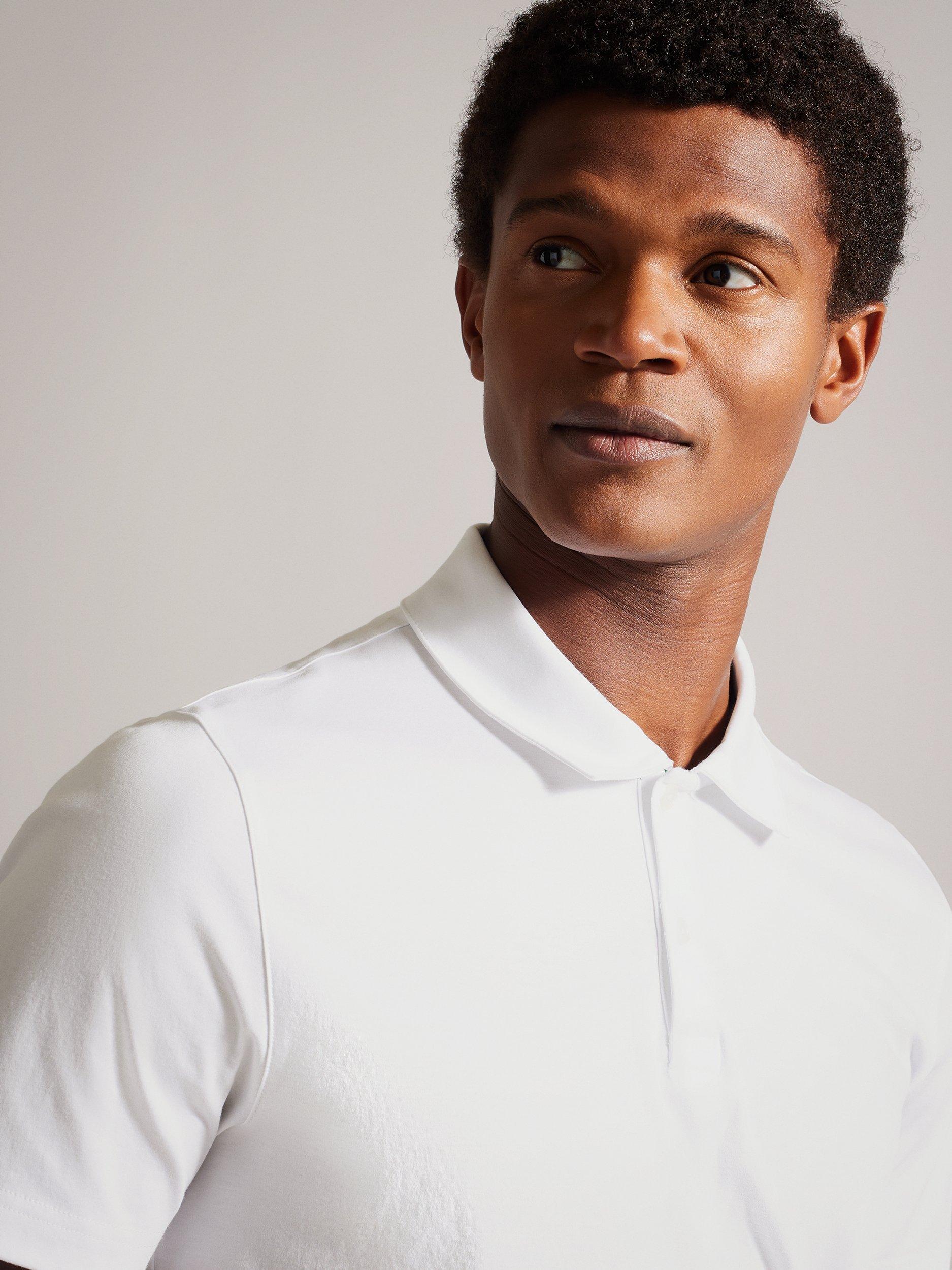 Product image 4 of 6, which shows Ted Baker Zeiter Cotton Regular Fit Short Sleeve Polo Shirt, White, L