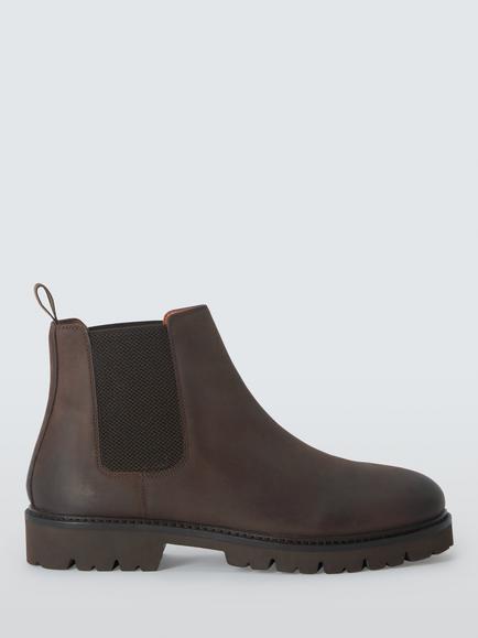 John Lewis Archer Leather Chelsea Boots, Brown, Brown