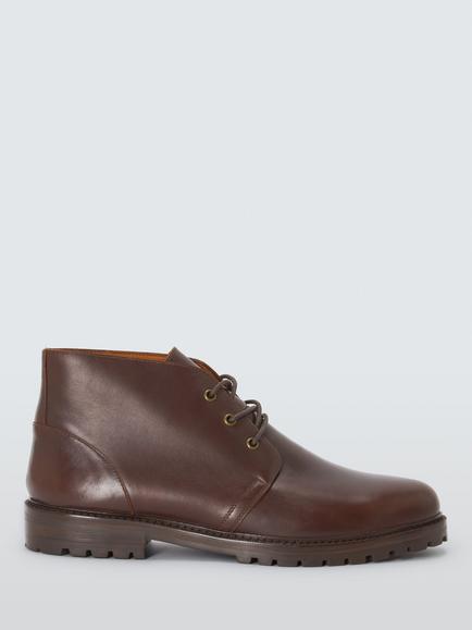 John Lewis Ashridge Leather Lace Up Chukka Boots, Brown, Brown