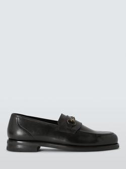 John Lewis Ivy Leather Trim Loafers, Black, Black
