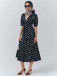 Ghost Alma Polka Dot Dress, Black/Multi