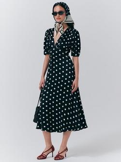 Ghost Alma Polka Dot Dress, Black/Multi - view 2, Black/Multi