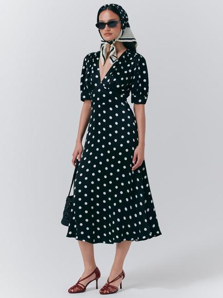 Ghost Alma Polka Dot Dress, Black/Multi - view 2, Black/Multi